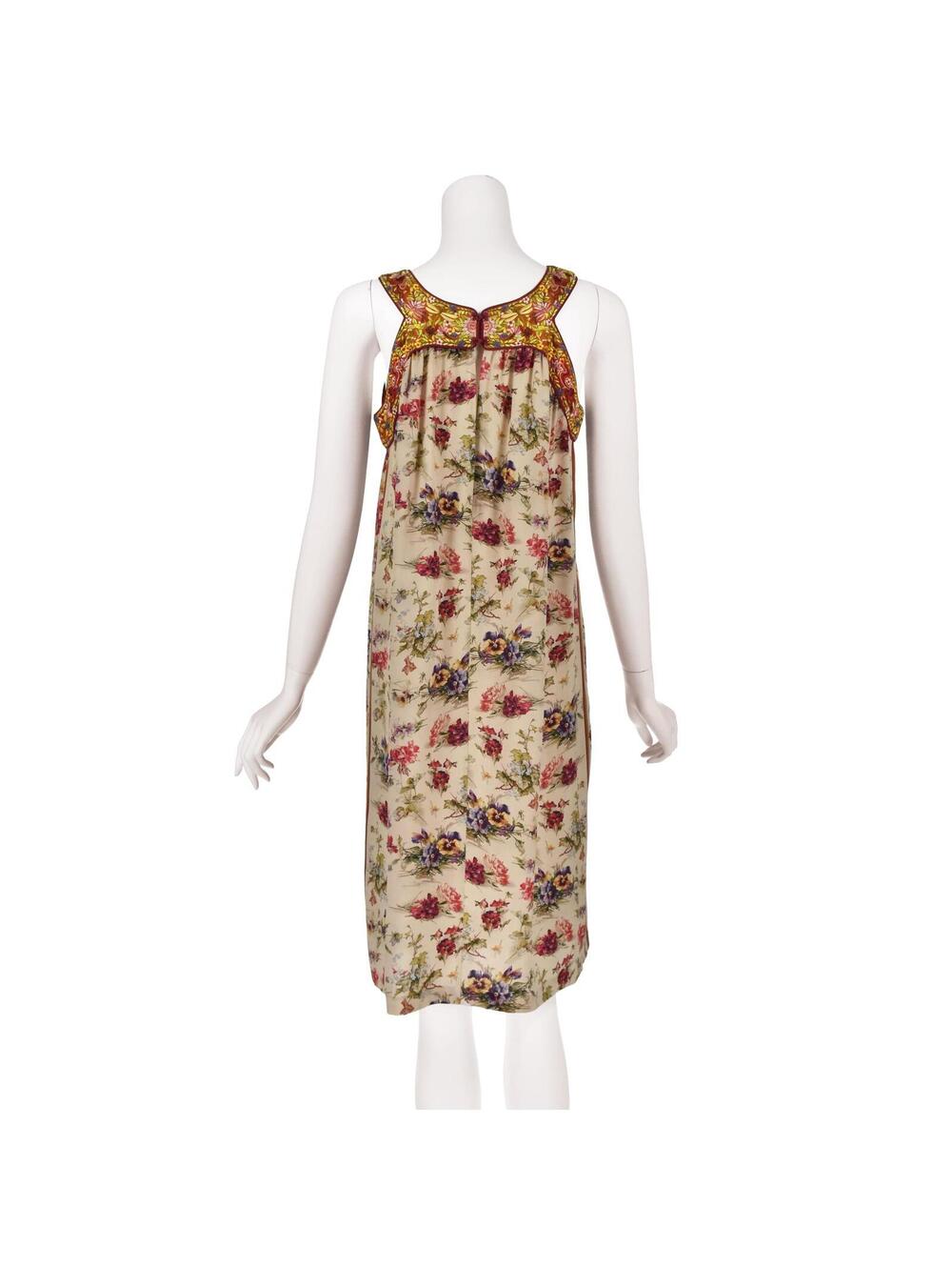 Vintage Jean Paul Gaultier Floral Silk Midi Dress with Embroidered Yoke SZM - Picture 8 of 9
